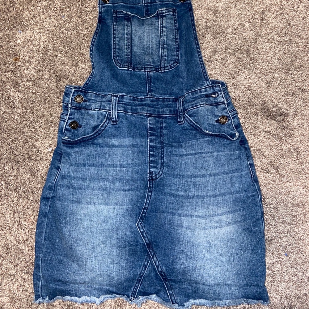 Jean skirt overalls